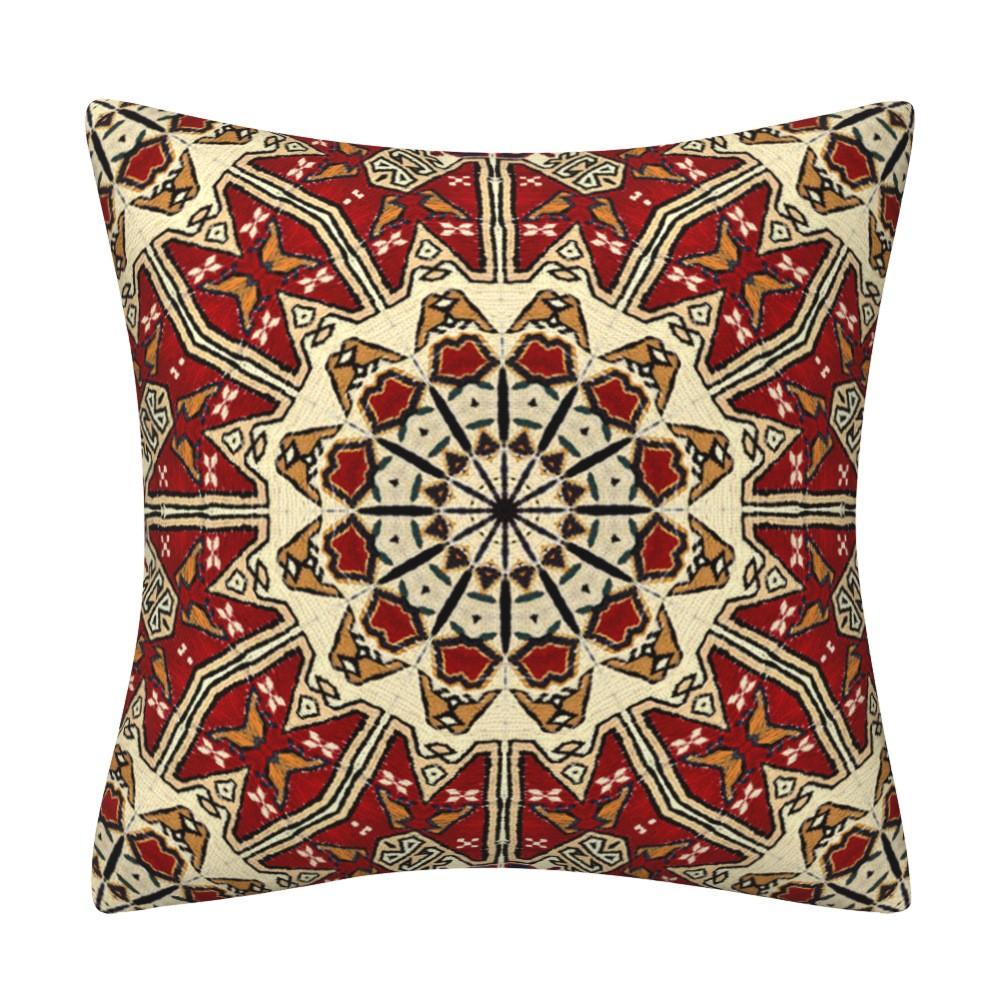 Kissenbezug inspiriert von türkischen Teppichen: Traditionelles Medaillonmuster in sattem Rot & Marineblau Böhmische Wohnkultur Kissenbezug