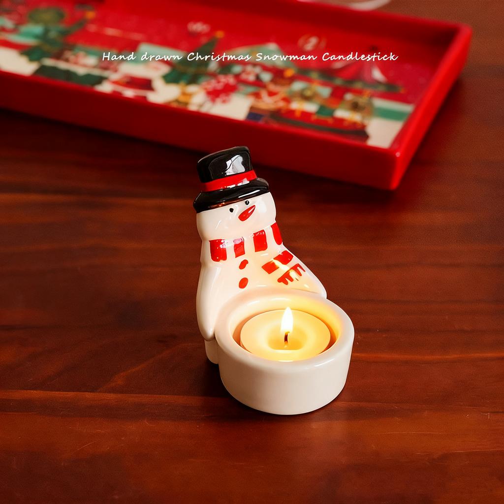 Christmas Snowman Candlestick Tea Lamp Candlestick