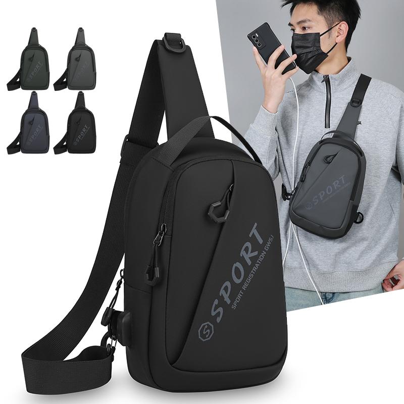 Men's Chest Bag Adjustable Strap Multi-Pocket Crossbody Sling for Cycling Commuting Sports Outdoor Travel Lightweight Pack
