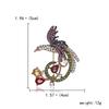 Creative Full Rhinestone Long Tail Birds Brooches For Women Men Exquisite Funny Flying Bird Lapel Pins Animal Badge Jewelry Gift