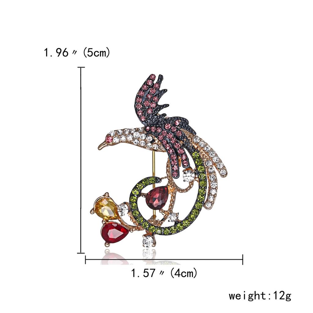 Creative Full Rhinestone Long Tail Birds Brooches For Women Men Exquisite Funny Flying Bird Lapel Pins Animal Badge Jewelry Gift
