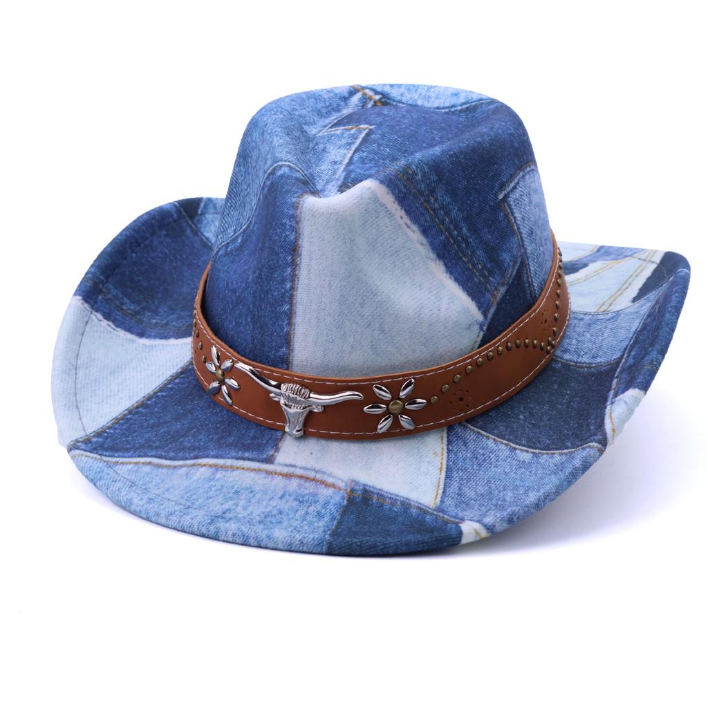 Retro cowboy top hat advanced sense photography concave shape simple old western cowboy hat travel vacation jazz hat