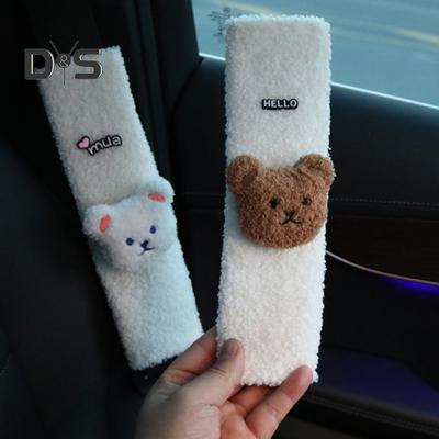 Cute Bear Decor Κάλυμμα ιμάντα ζώνης ασφαλείας αυτοκινήτου Fastener Tape Μαλακό βελούδινο λουρί καθίσματος Προστατευτικό λαιμού καθίσματος Διακόσμηση αυτοκινήτου