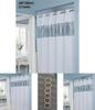 Striped Polyester Shower Curtain With Punched Grommets And Seam Construction For Hotel Use