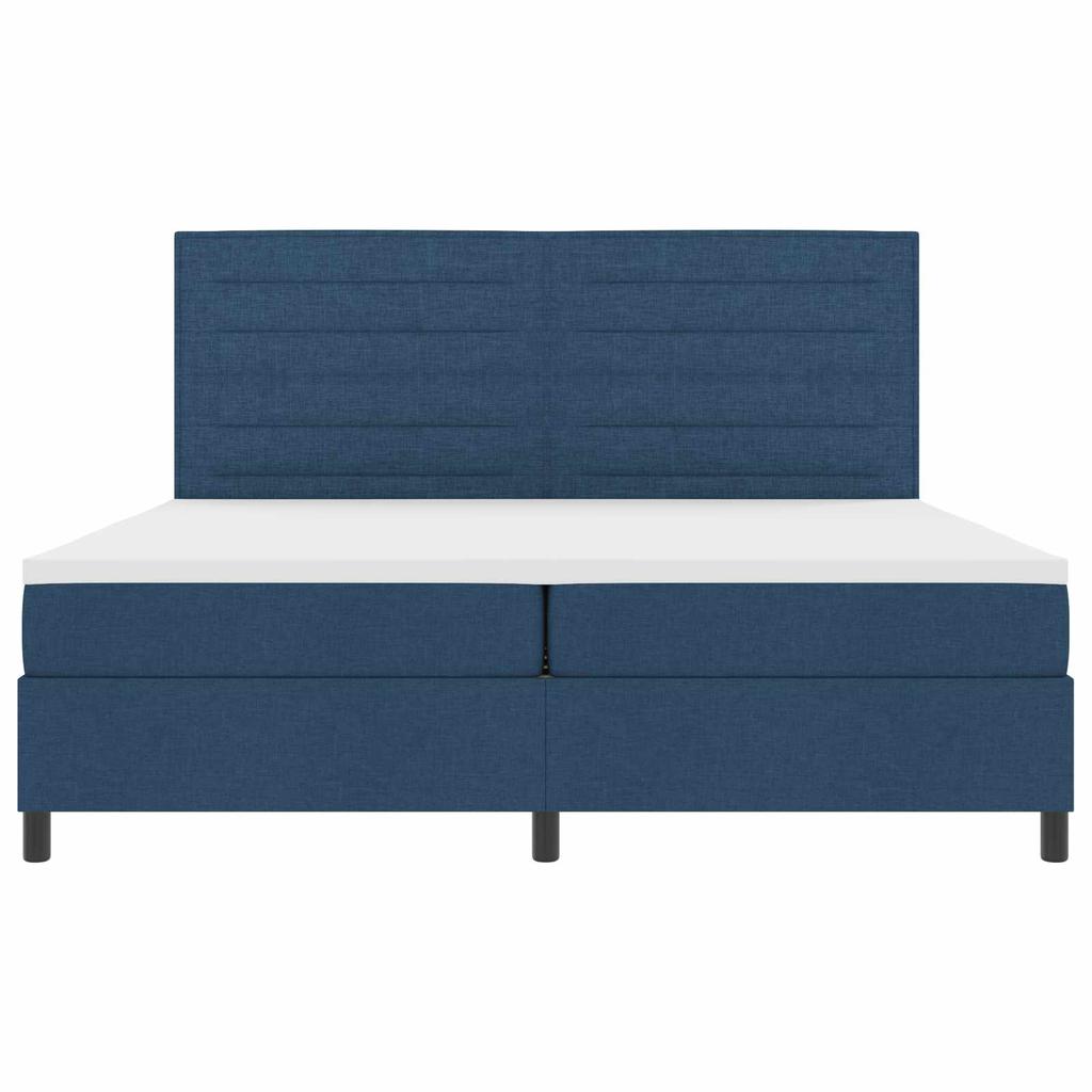 Box Spring Bed with Mattress and LED Blue 200 X 200 Cm Fabric