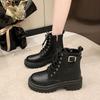 Fashion British Students Versatile Short Boots Platform Medium Boots Children's 2025 Autumn and Winter New Martin Boots Women's