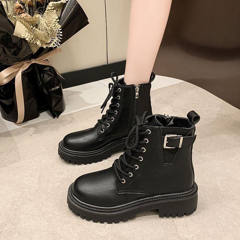 Fashion British Students Versatile Short Boots Platform Medium Boots Children's 2025 Autumn and Winter New Martin Boots Women's