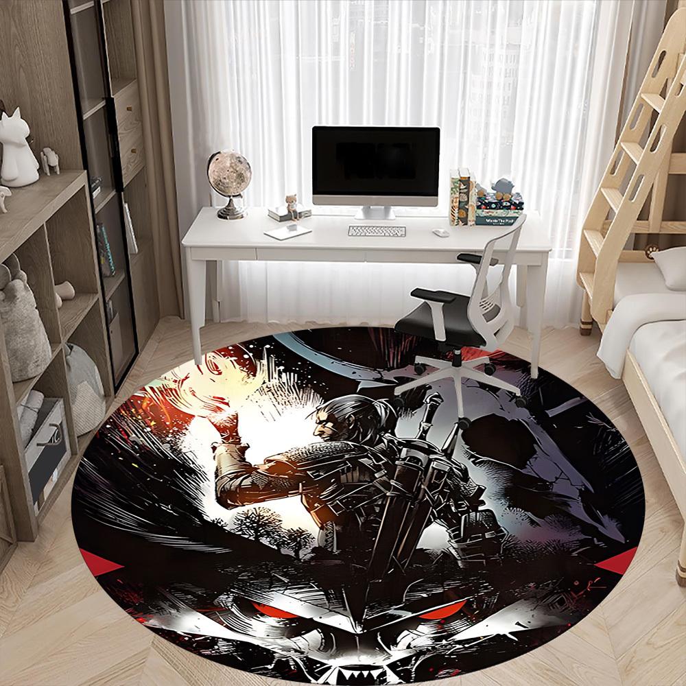 1PC Warrior Armor Office Round Rug, Non-slip, Soft and Durable Office Rug for Interior Decoration, Perfect for Office yy250915089