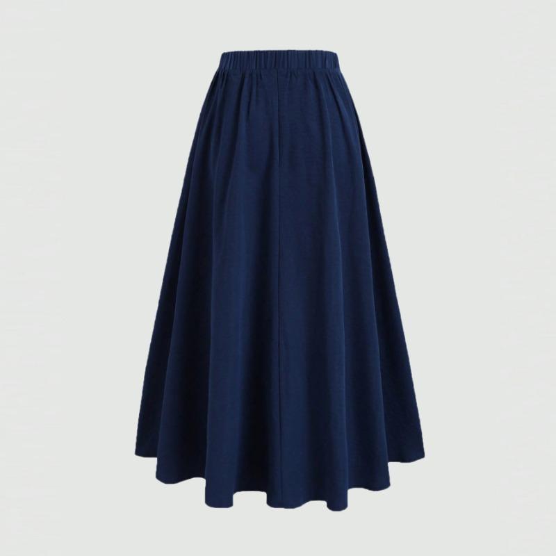 

Юбка-полусолнце с высокой посадкой, Весенне-осенняя однотонная плиссированная юбка-миди из шифона 4XL тёмно-синий