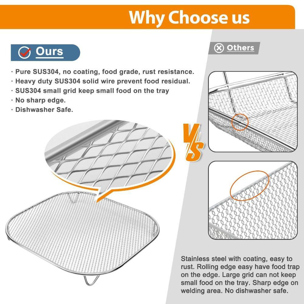 SUS304 Air Fryer Accessories Cooking Rack for Ninja Crispi FN101/FN103/FN100/Pro AS101 Baking