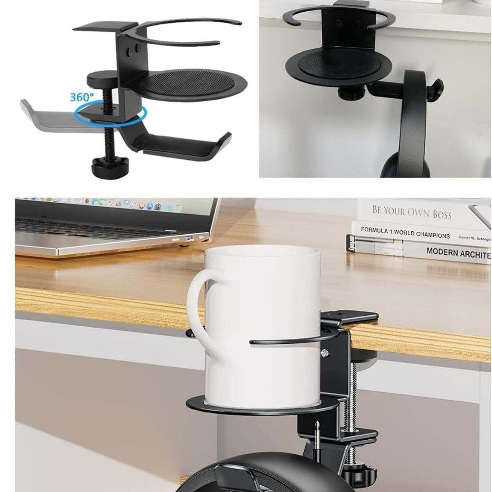 Desktop Mount Cup Headphone Stand Holder 2 In 1 Headset Bracket Hanger  for Gamers