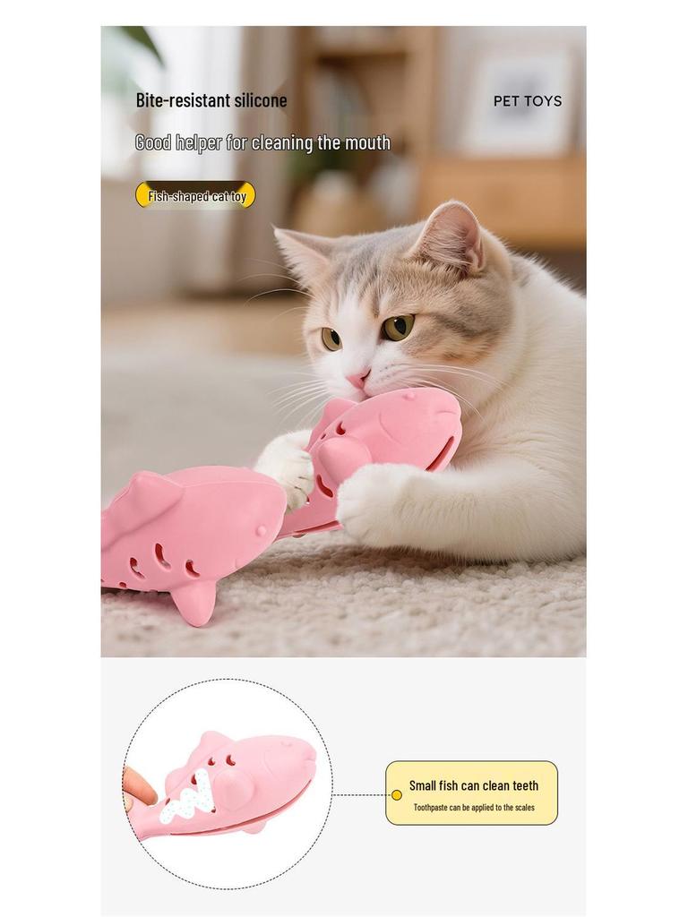 Silicone Fish Kitten Teaser & Slow Feeder Toy for Cats