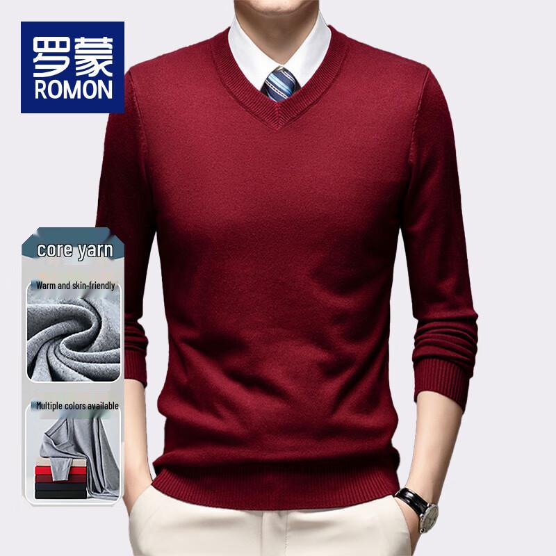 Luomeng Men's Winter V-Neck Thickened Knit Sweater WLL204