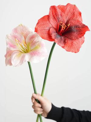 Large Artificial Red Flowers Long Stem Pink Clivia Flowers Wedding Red New Year Christmas Home Decoration