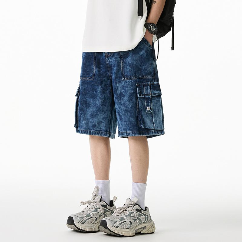 Pantaloni scurți de blugi pentru bărbați, mărime plus, pantaloni scurți de lucru, pantaloni scurți de vară, subțiri, cu picior drept, cinci sferturi