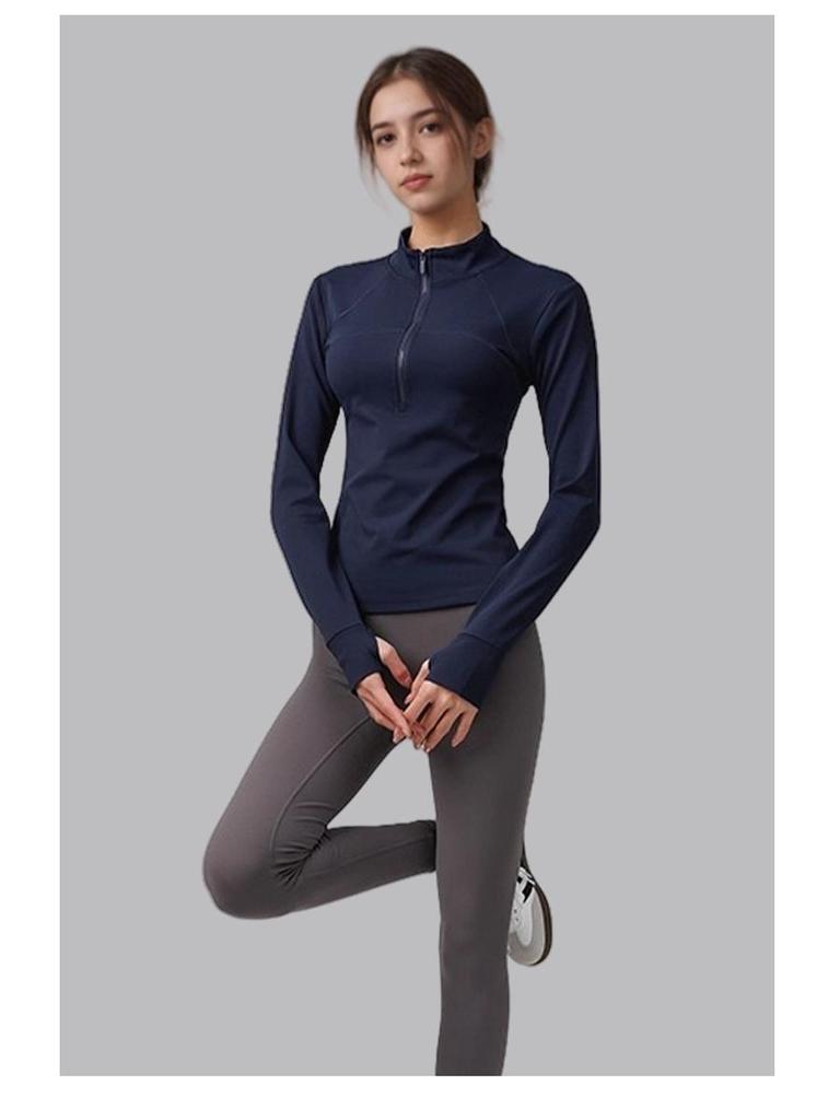 Quick-Dry Slim-Fit Stand-Up Collar Sports Jacket for Running & Yoga