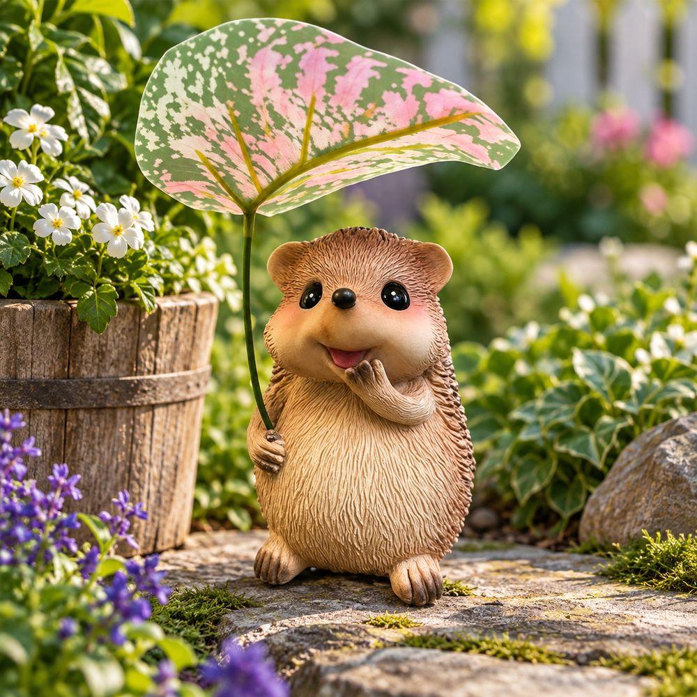 Realistic Hedgehog Statue Handcrafted Look Garden Animal Statue Yard Landscaping