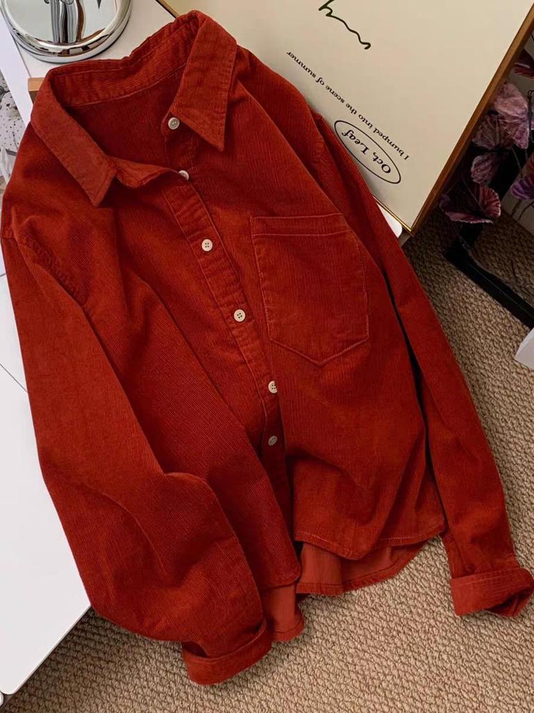 Women's Artistic Retro Corduroy Long-Sleeved Shirt - 2025 Autumn Collection