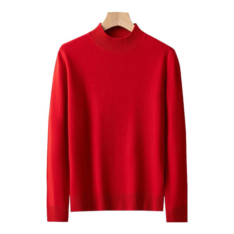Hengyuanxiang Women's 100% Pure Wool Thick Half-High Collar Sweater