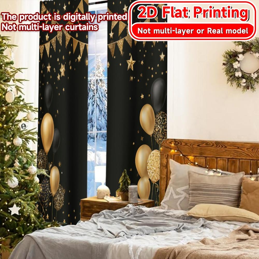 2D Flat Printing,2pcs 2026 Celebration(6) Modern Curtains&Drapes Polyester Easy Install Curtains Decorations For Home Ldeal for