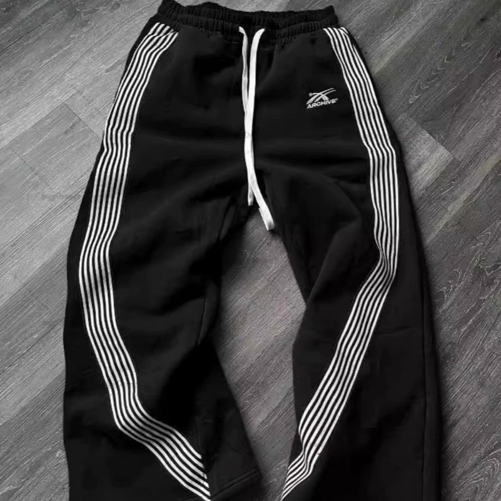 

Модні та універсальні чоловічі штани вільного прямого крою великих розмірів для повсякденного спортивного стилю S чорний