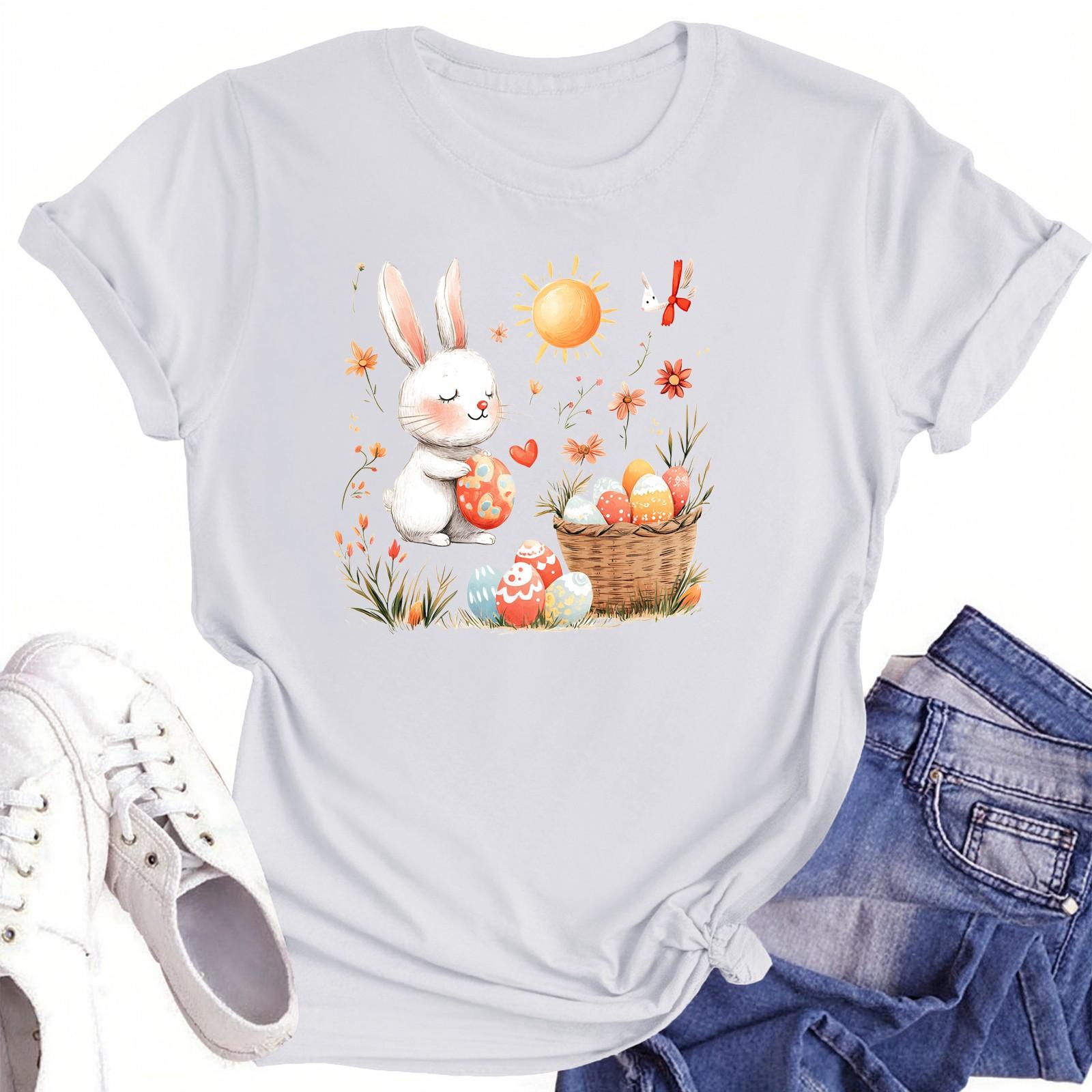 

Жіноча повсякденна футболка з круглим вирізом і короткими рукавами XL білий