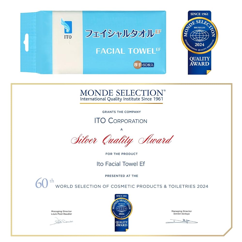 ITO Facial Towels EF 3-Pack Ultra Absorbent Soft Thick OEKO-TEX Cleansing Face Care Wipes