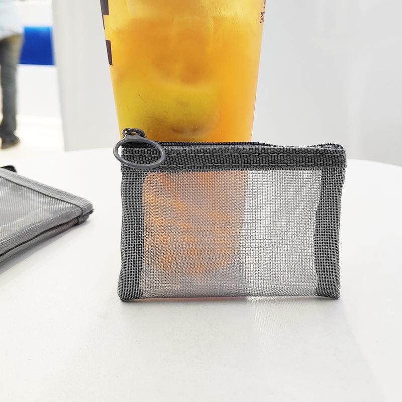 Mini Transparent Mesh Zipper Pouch: Cosmetics, Lipstick, Coins, Cards & Keys Organizer