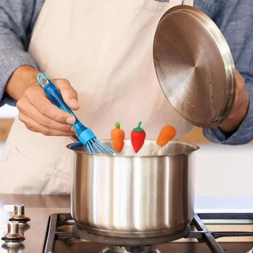 1 Pcs Kitchen Tools Silicone Pot Lid Anti-spill Rack Heat-resistant Anti-Overflow Stoppers Pot Cover Lifter Holder Tools