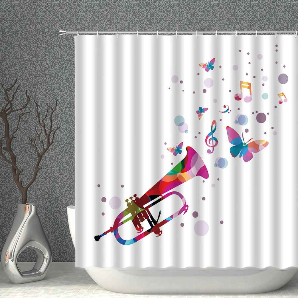 Modern Graffiti Showers Curtains Bathroom Hook Set Home Decoration Abstract Creative Personality Waterproof  Curtain