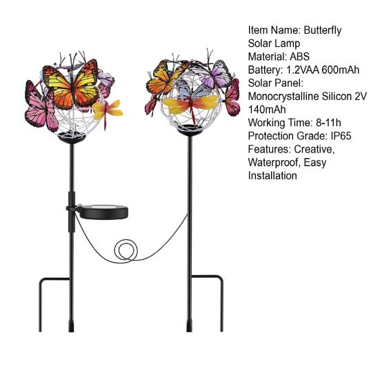 Lampă atractivă pentru gazon Fluture Fără cablare de instalat Necesar Creați atmosferă ușor