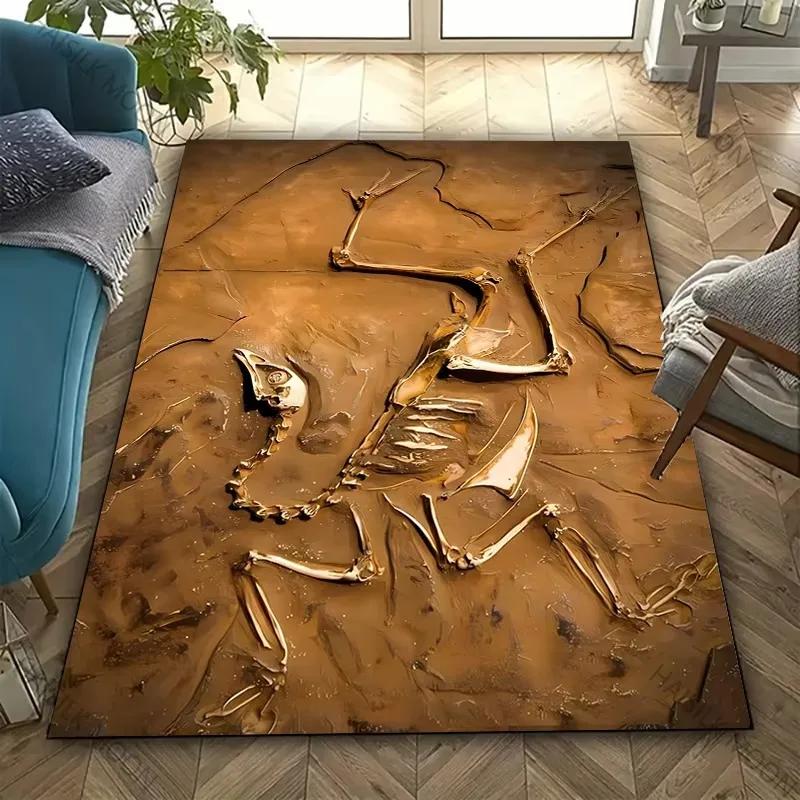 Dinosaur Fossil Theme Carpet Is Suitable for Children's Room Bedroom Living Room Office Durable Non-slip Large Area Mat Soft Rug