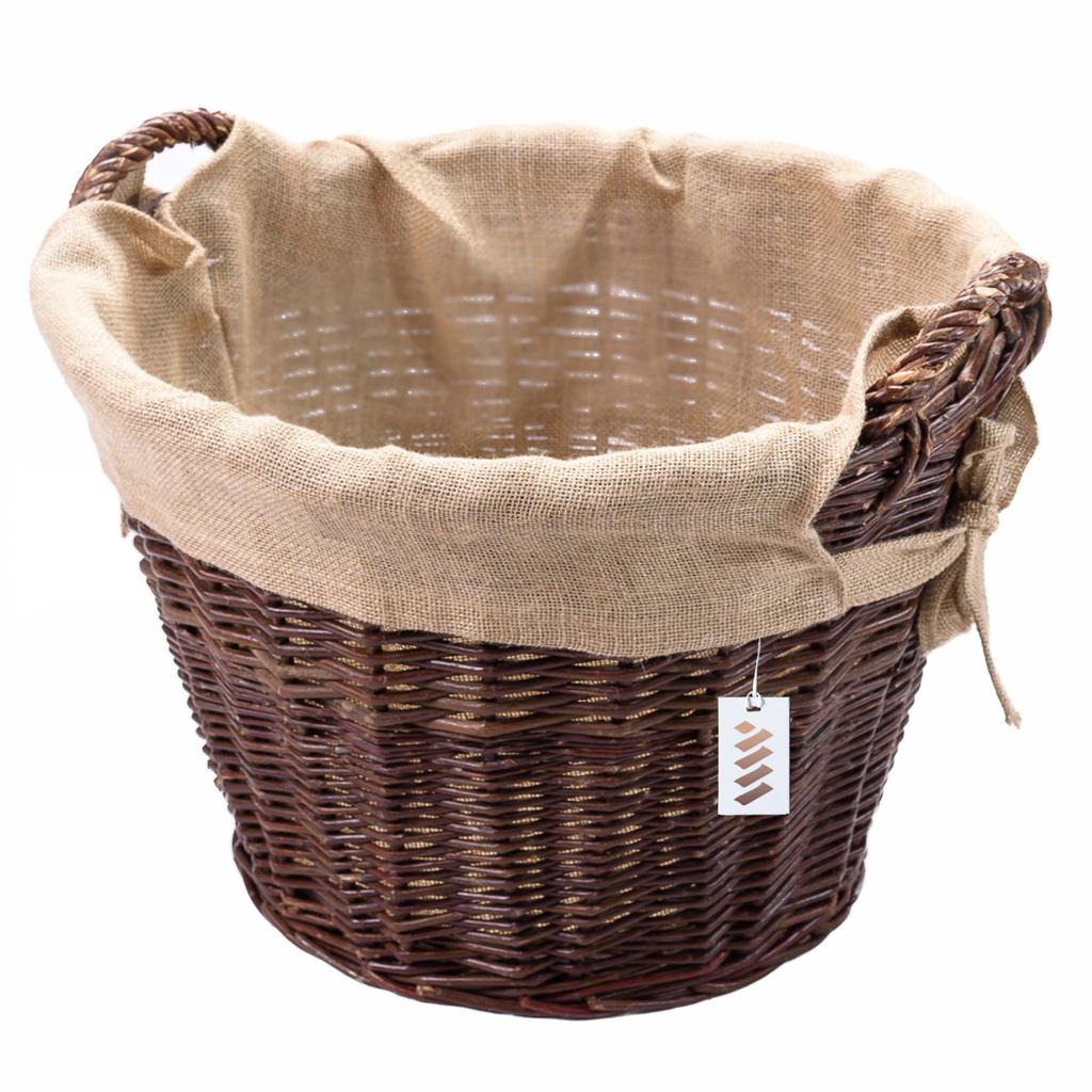 Dark Wicker Farm Basket For Harvesting Fruit, Vegetables, Potatoes, Flower Pot, Balloon, Without Insert