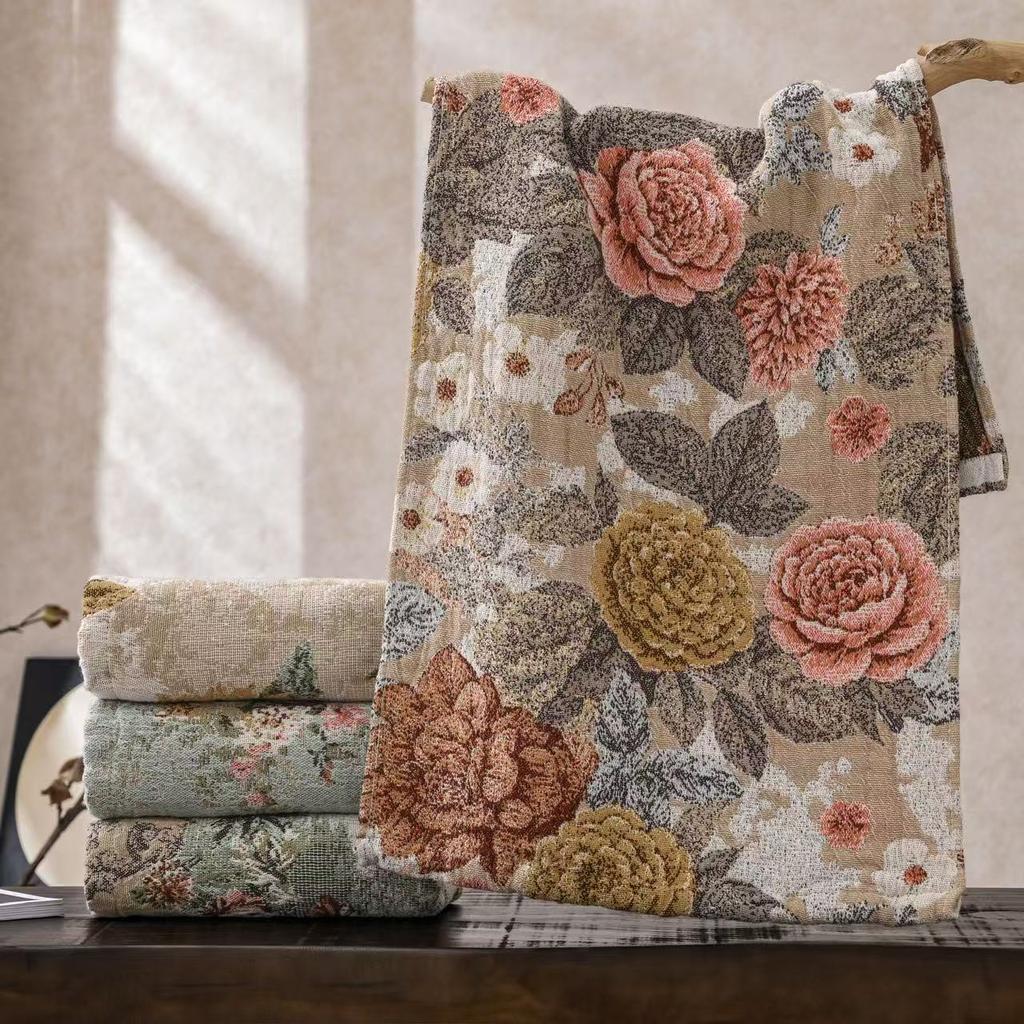 Pure Cotton Gauze Face Towel, With Floral Pattern, Made Of Cotton, Absorbs Water And Does Not Shed Lint, Suitable For Bathing And Hand Wiping