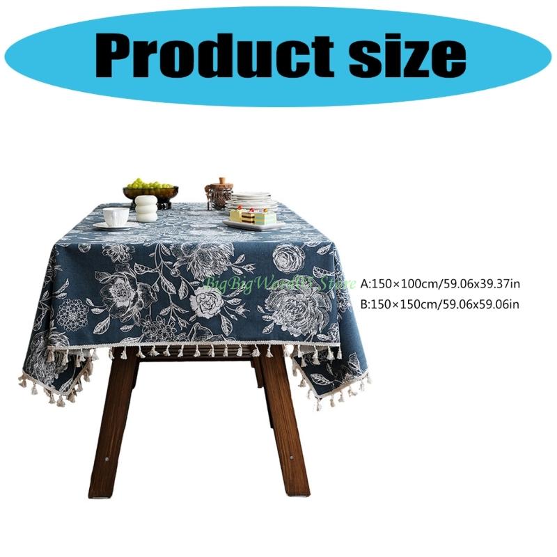 24TE Florals Print Tablecloth Large Size Sturdy Polyester Home Decoration