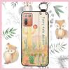 Back Cover Protective Phone Case For HTC Desire 20 Plus/D20+ Lanyard Kickstand Silicone Wrist Strap Oil Painting Ring