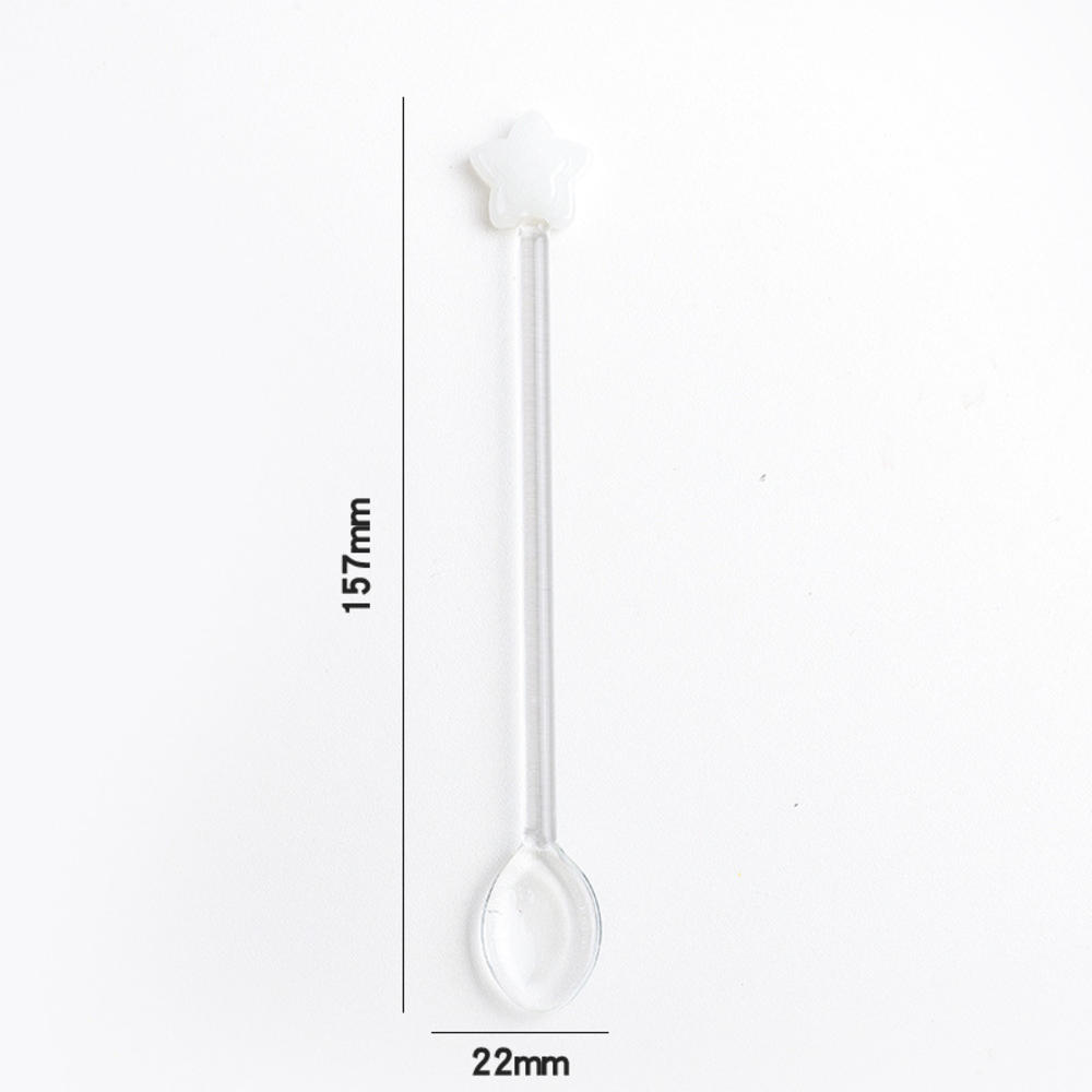 

Длинная стеклянная ложка Креативная прозрачная стеклянная десертная ложка В форме цветка Цветная ложка-палочка для перемешивания кофе Барная кухонная ложка