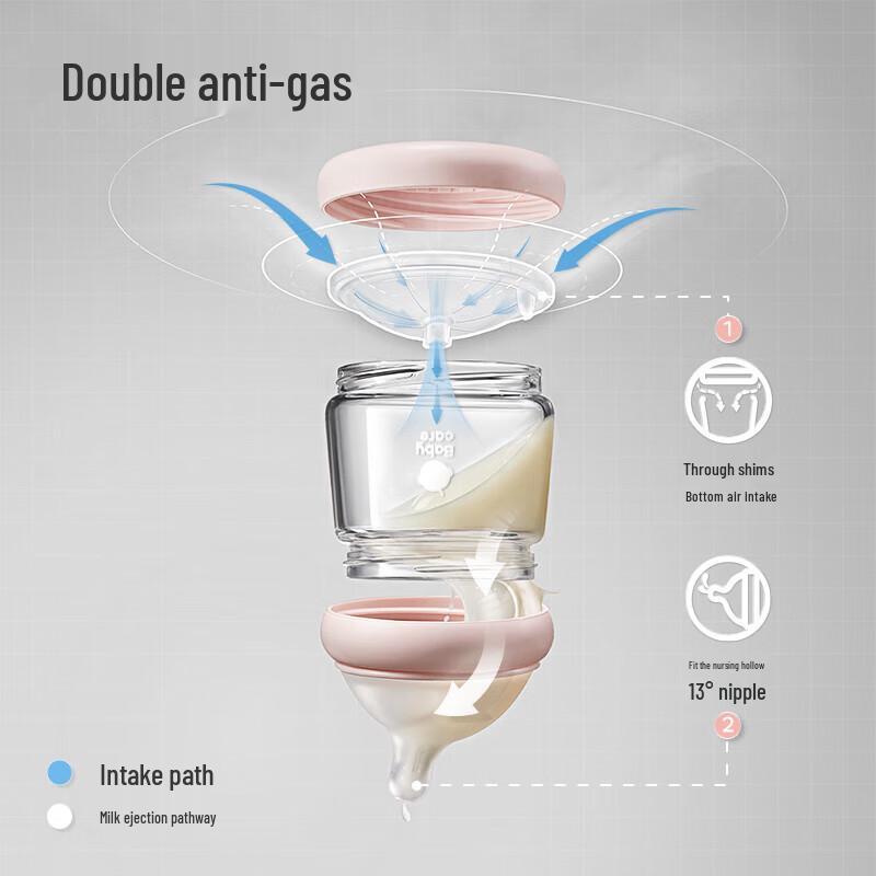 Babycare 160ml Anti-Colic Wide-Mouth Glass Baby Bottle