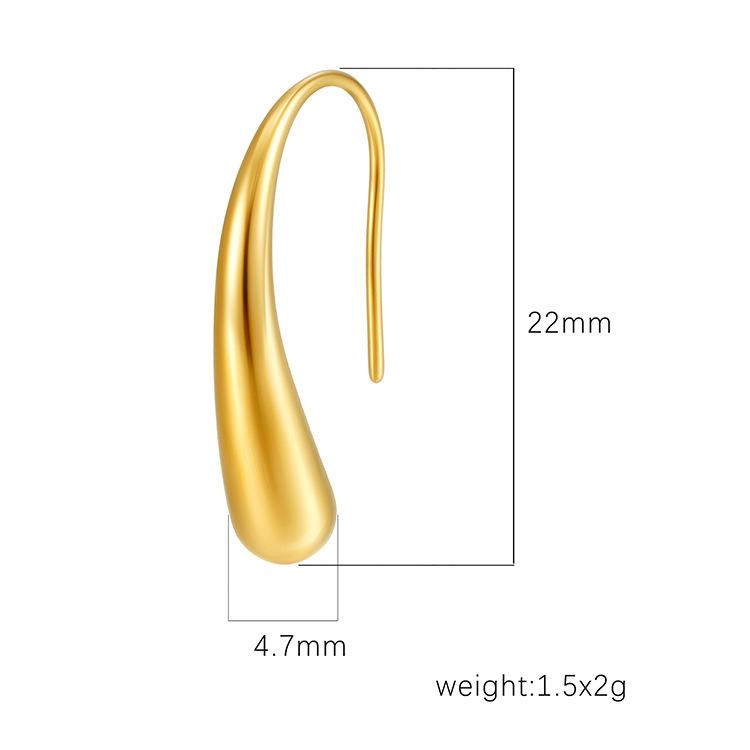 Novos brincos de gota de água de aço inoxidável Japão e Coreia Moda Simples Nicho Brincos de gancho de orelha Brincos