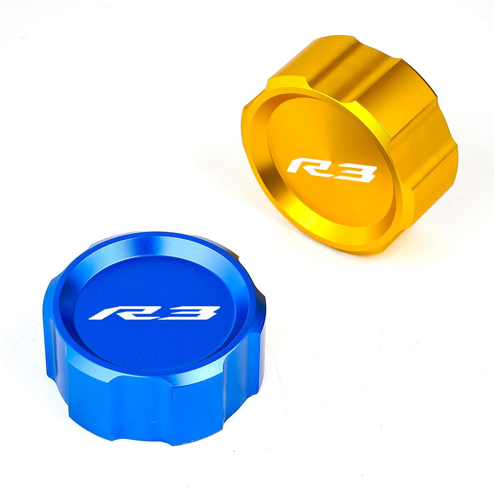 Motorcycle CNC Aluminum Rear Brake Fluid Tank Reservoir Cap Oil Tank Cover for Yamaha YZF R3 2015 -