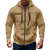 Men's Hoodie Sweatshirt Pocket Decoration Men's Full Zip Solid Color Sweatshirt