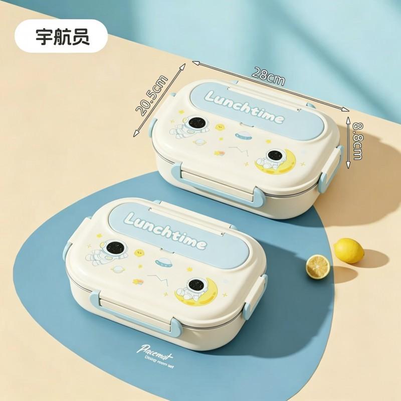 Stainless Steel Lunch Box Students Office Workers - Large Capacity 4/5 Compartment Bento With Cartoon Design