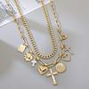 Kuwai Doppelschichtiges Kreuz-Herz-Anhänger-Halskette - Leichter Luxus Mode Choker