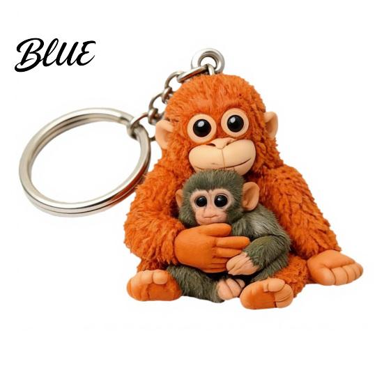 Cute Monkey Keyring 3D Keychain Holding Plush Toy Gift for Collectors Decoration Backpack Purse Bag Accessories Animal Print