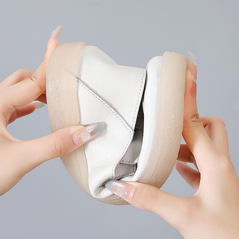 Leather Bow Slip-on Shoes Women's Shoes Fashion Soft-faced Soft-soled Mother Shoes