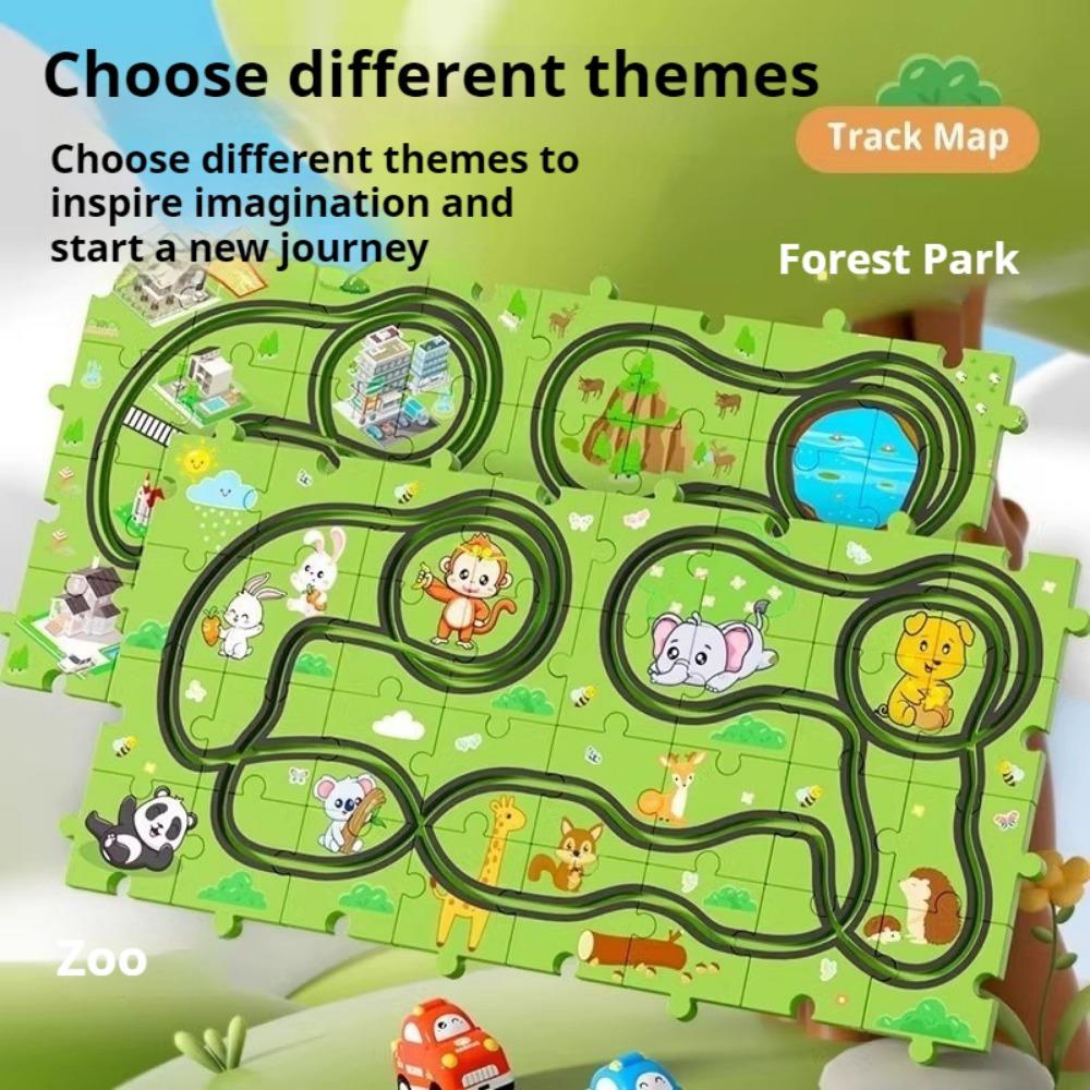 DIY Puzzle Rail Car Toy Children's Puzzle Small Train Sliding Parking Lot Racing 4 Boys 3 To 6 Years Old Assembly