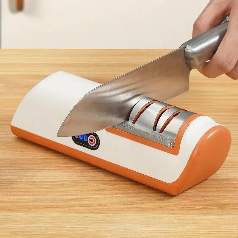 Multifunctional Non-slip Electric Knife Sharpener Automatic Professional Small Knife Sharpener Kitchen Quick Sharpening Tools