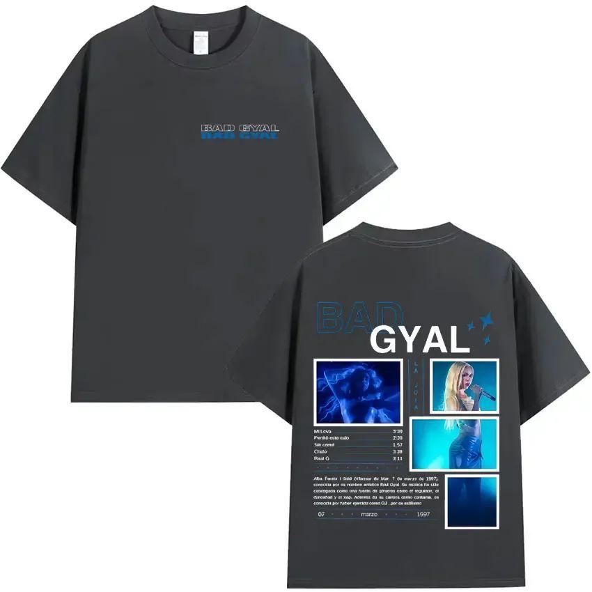 Punk Y2K Clothing Bad Gyal Album Tour Double Sided Print Graphics Tees Oversized Hip Hop T Shirt Casual Style Comfortle Unisex