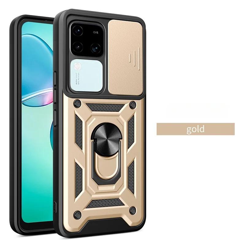 Armor Slide Camera Funda For Vivo V30 Pro 5G Case Magnetic Ring Stand Cover For Vivo V30E V 30 E VivoV30 V30Pro 5G Protect Coque