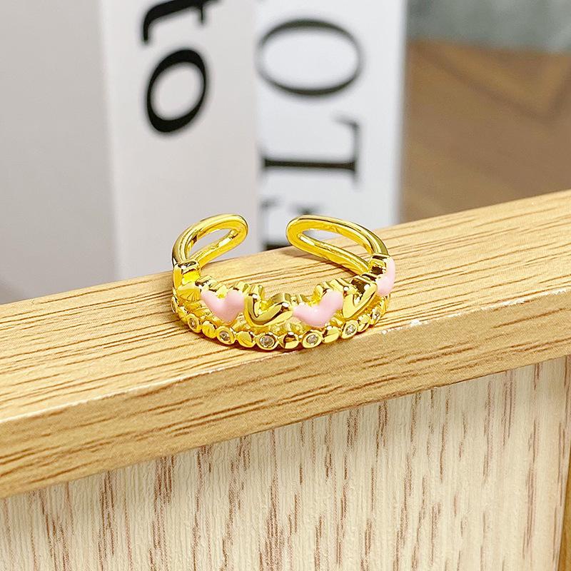 Xiaoxiangfeng Enamel Dripping Oil Opening Ring, High-End Sense, Fashion Niche Temperament, Light Luxury Index Finger Ring, Female